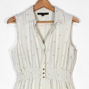 Alex‎ & Parker Ivory Cottage Floral Button Front Smocked Waist Dress XLP